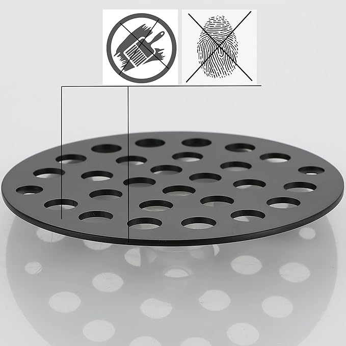 4-Inch Screw-in Shower Strainer Drain Cover Replacement Floor Strainer(Black)