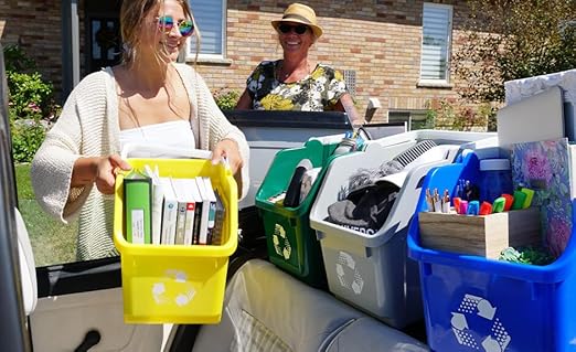 6 Gallon Stackable Recycling Bins for Homes, Garages, Offices Made of 100% Recycled Plastic - (Yellow, 20 Pack)