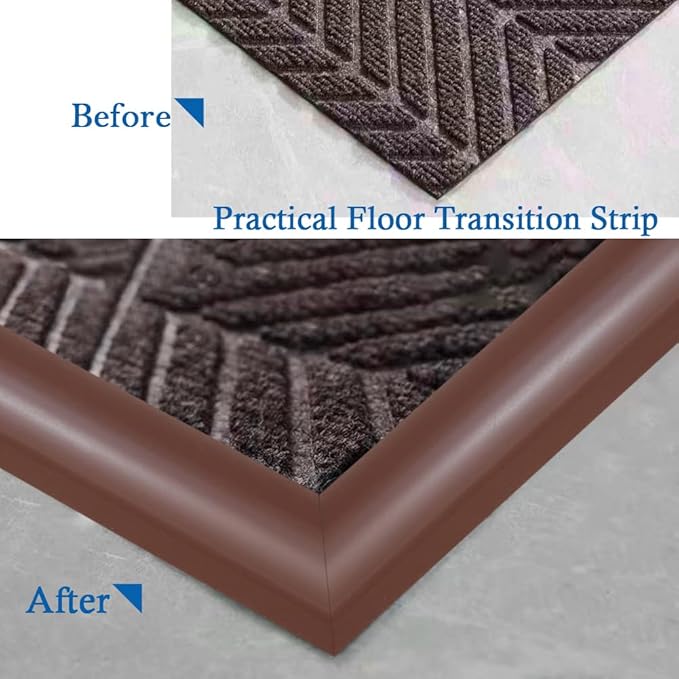 Floor Transition Strip Self Adhesive Carpet & Flooring Transitions Edging Trim Strip PVC Threshold Transitions Suitable for Threshold Height Less Than 5mm (3.3Ft, Black Walnut)