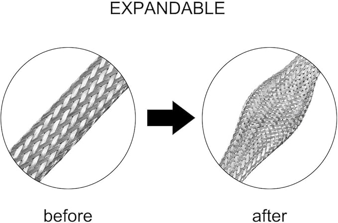 uxcell 3.3Ft - 15/32 Inch 304 Stainless Steel Sleeving Expandable Hose Cover