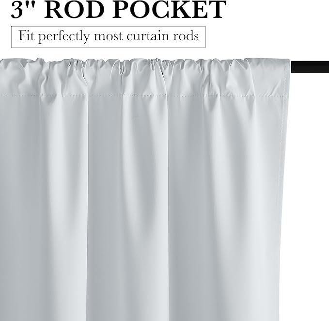 RYB HOME White Short Blackout for Small Window 45 inches Length, Thermal Insulated 100% Blackout Noise Reducing Window Shades for Bedroom Office, 34 inches Wide by 45 inches Long