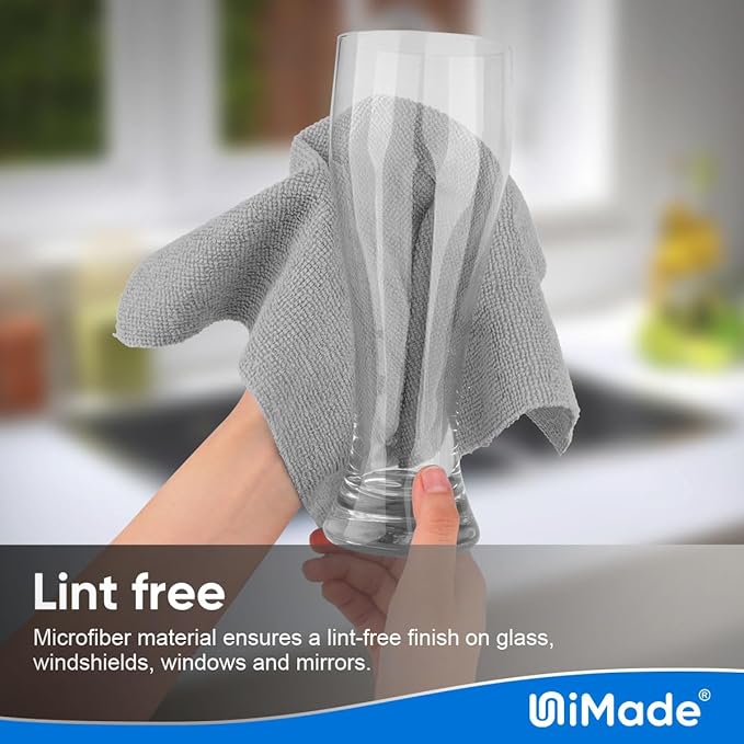Microfiber Cleaning Cloth, 100 Sheets Microfiber Towels for Cars Commercial Grade Washcloths Lint-Free Bulk Shop Towel Cleaning Rags for Mechanic Restaurant Garage Housekeeping, 11"x 9", Grey
