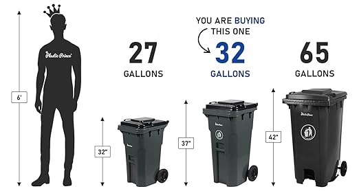 32 Gallon Trash Can with Wheels Outdoor Trash Can with Lid and Wheels Heavy-Duty Trash Bin for Outside Plastic Garbage Can Wheeled Gray for Home Hospitals Restaurants Offices