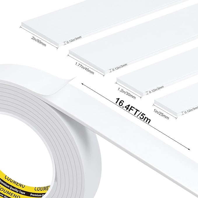Foam Tape Single-Sided Sealing Strip 1.77inX16.4FT Sponge Tape Window Weather-Resistant, Self-Adhesive Insulating Sealing Tape (White)