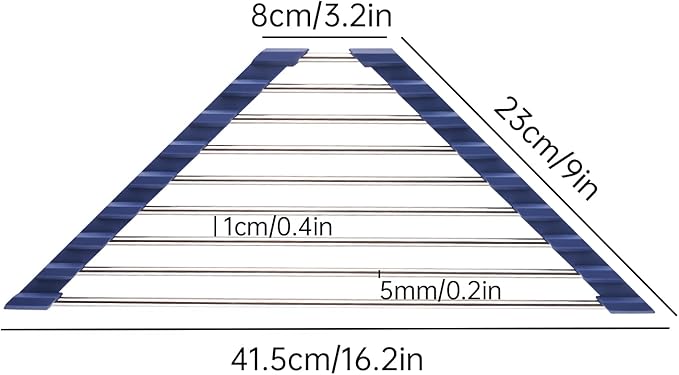 Tomorotec Triangle Roll-Up Dish Drying Rack for Sink Corner Small Foldable Stainless Steel Over The Sink Multipurpose Kitchen Drainer Caddy Organizer Storage Shelf Holder (Deep Blue)