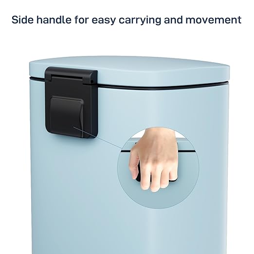 Arlopu 8/13.2 Gallon Step Trash Can, Stainless Steel Garbage Bin, Soft-Close Rubbish Bin with Removable Plastic Inner Bucket, Fingerprint-Proof, Lid Dustbin, Suit for Kitchen (Tide Pool Blue, 30L)