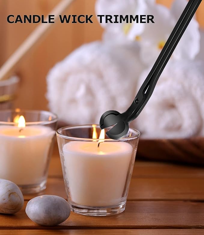 5 IN 1 Candle Wick Trimmer, Electric Candle Lighter Rechargeable, Candle Snuffer, Candle Wick Cutter, Candle Wick Dipper Accessory Candle Making Kit,with Storage Tray Plate for Gifts Candle Lovers