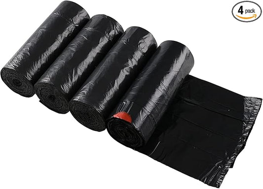 1.5 Gallon Drawstring Trash Bags, Small Black Garbage Bags, 208 Bags