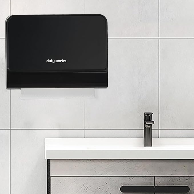 Paper Towel Dispenser Wall Mounted, Multifold Hand Towel Dispenser for Kitchen Bathroom Home Business, Trifold/C Fold/Z Fold Paper Towel Holder with Lock, Universal Paper, Black