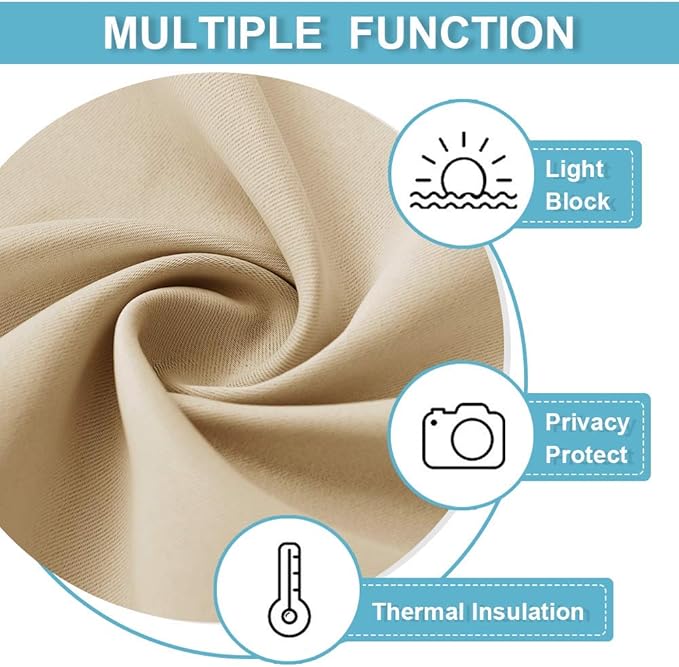 RYB HOME Dorm Curtains Room Darkening, 45 inch Length Privacy Window Treatment Thermal Insulated Covers for Shortage Room Studio Nursery, W34 x L45 inch, 2 Panels, Biscotti Beige