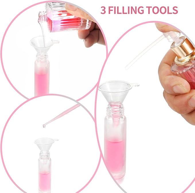 12 Pack Essential Oil Roller Bottles,10ml 0.34oz Empty Frosted Glass Roller Bottles with Stainless Steel Roller Balls and Caps Refillable Container for Perfume Roll on Bottles (12 Pack Silver Caps)