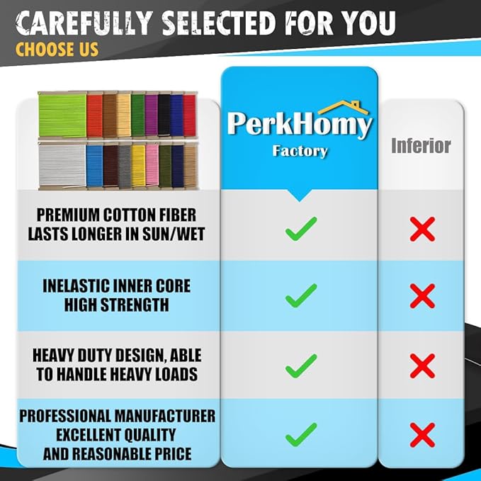 PerkHomy Cotton Rope 3/16" (5mm) 50 ft Multi Purpose Utility Diamond Braided Cord, Natural Cotton for Clothes Line Camping Crafting Flag Pole, White