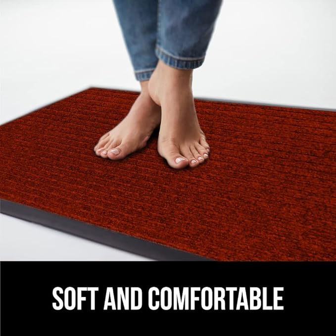 GORILLA GRIP Traffic Guard Door Mat, 2 Pack, Heavy Duty Waterproof Doormat, Commercial Office Space Welcome Mats, Stain and Fade Resistant, Low Profile, Strong Rubber Backing, 29x17, Red