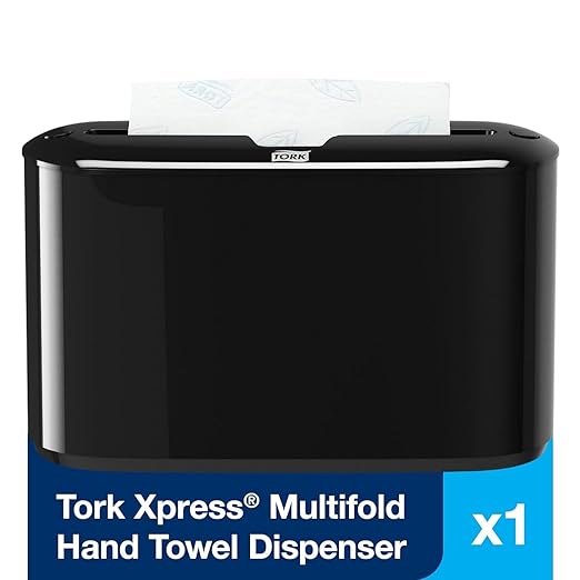 Tork Xpress Paper Towel Dispenser, Black, Single-Dispensing, Compatible with H2 Refills, Space-Saving Design (302028)