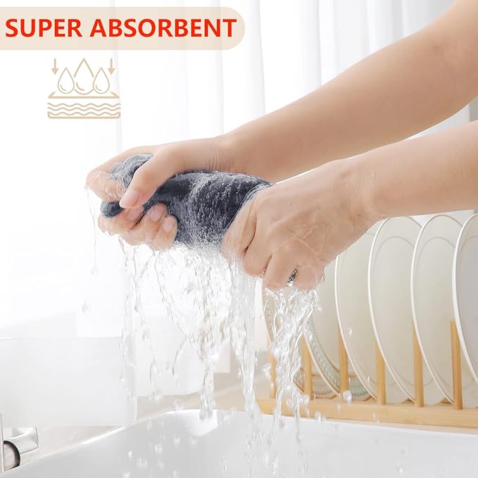 Homaxy 100% Cotton Waffle Weave Kitchen Dish Cloths, Ultra Soft Absorbent Quick Drying Dish Towels, 12 x 12 Inches, 8-Pack, Dark Grey