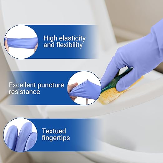 JMU Nitrile Gloves Large Case of 1200, Gloves Disposable Latex Free Bulk, 3.5 Mil, Violet Blue