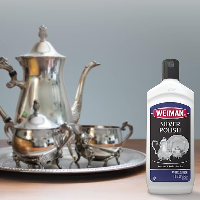 Weiman Silver Cleaner and Polish - 8 Ounce with Polishing Cloth - Ammonia Free - Polish Silver Jewelry Sterling Silver Antique Silver Gold Brass Copper and Aluminum