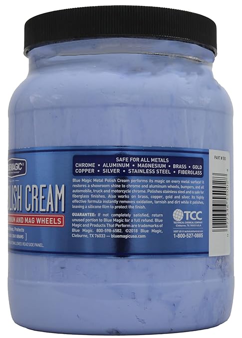 Blue Magic 550 Metal Polish Cream Non-Abrasive Tarnish and Oxidation Remover for Chrome, Aluminium, Brass, Copper, Sterling Silver and Stainless Steel, 72.oz., Pack of 1