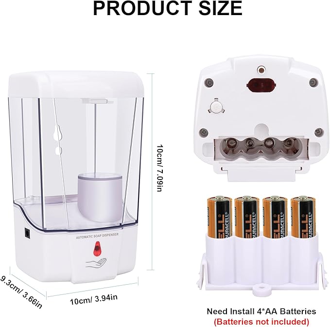 Automatic Soap Dispenser Wall Mounted: 700ml/23.7oz Commercial Hand Soap Dispenser Wall Mount, Touchless Electric Sensor Pump for Home Kitchen Bathroom Offices Hotel Commercial Restaurant