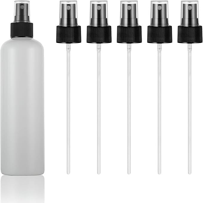 8Pcs Spray Nozzle for Bottles, Durabble Easy-to-use Spray Can nozzles, Spray Bottle Nozzle Replacement with Plastic Dip Tube for Cleaning Solutions (Black)
