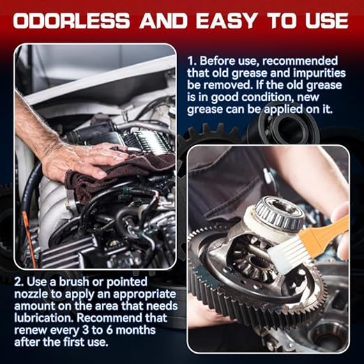White Lithium Grease, Garage Door Lubricant, Multi-Purpose Bike Grease for Hinges, Bearings, Gears, Track Rail, Waterproof&Heat Resistant Bearing Grease Ideal for Automotive, Marine, 1.76oz