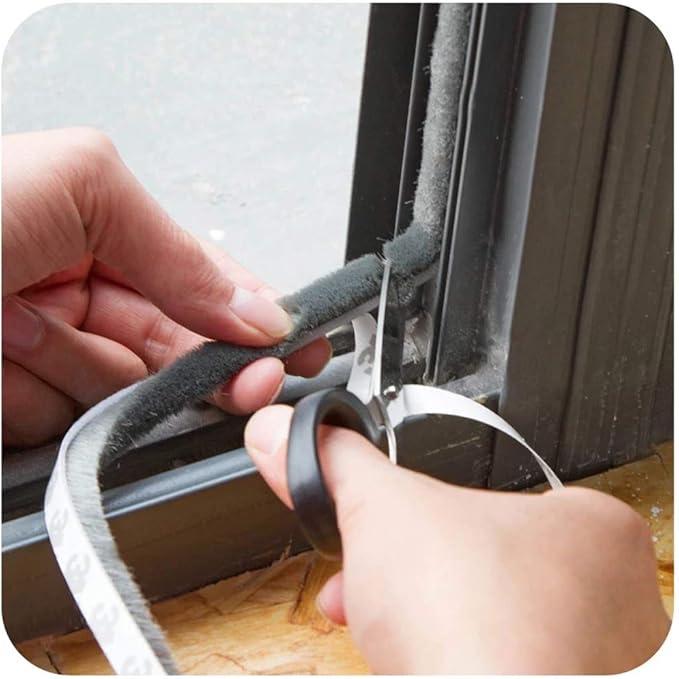 Weather Stripping Brush for Sliding Windows/Doors Frame Side,Pile Self Adhesive Weatherstrip Seal Strip Sealer Draft Stoppers (33ft x11/32 Backing x 3/16 Brush inch, Black)