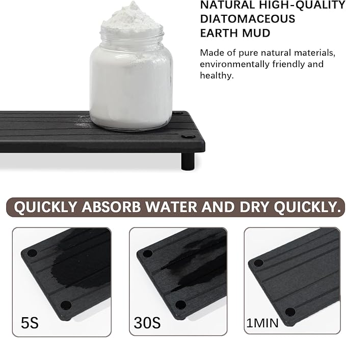Quick Dry Sink Caddy Kitchen Sink Organizer, Water Absorbing Stone Tray for Sink, Stone Drying Tray, Diatomite Faucet Mat & Protector, Dispenser Sponge Holder, Stone Soap Tray for Bathroom Counter