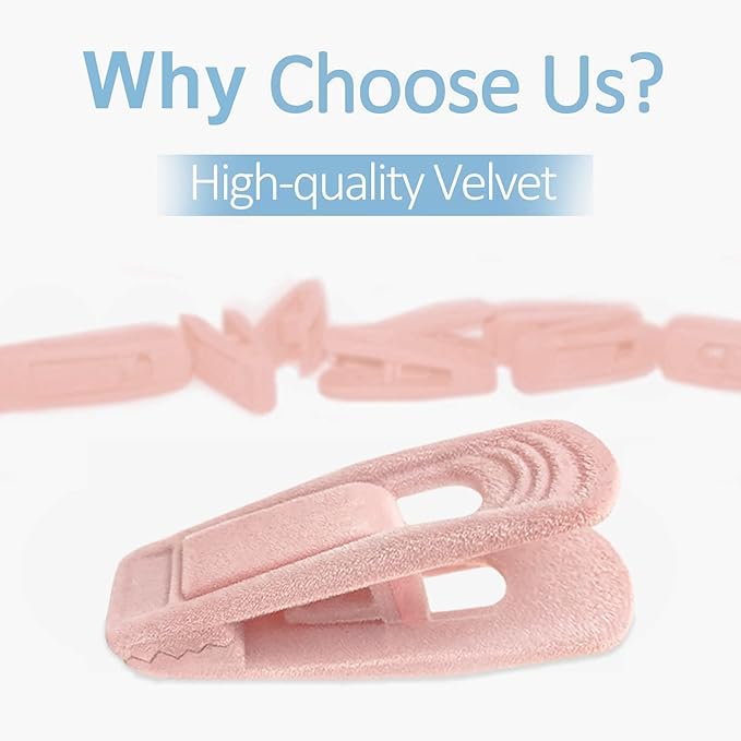 Light Pink Velvet Hangers (80-Pack), Non-Slip Strong Hanger Clips for Velvet Skirts & Pants