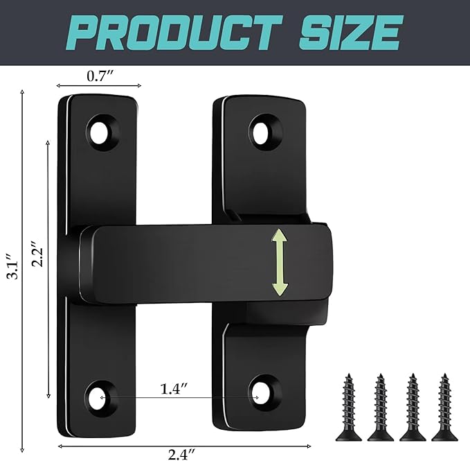 90/180 Degree Barn Door Lock, Small Flip Gate Latches Protect Privacy Sliding Door Latch Lock for Swing Door, Cabinet, Bathroom, Garden, Window, Outdoor