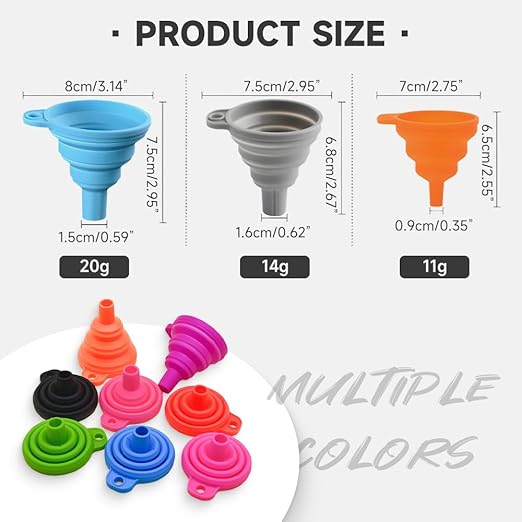6 PC Kitchen Funnel Set, 2025 New Funnels for Kitchen Use Filling Bottles, Silicone Funnel Collapsible, Kitche Funnels Set of 3, Kitche Funne for Liquid Transfer Filling Bottles (Style C)