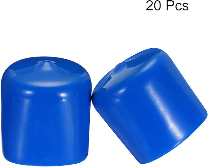 uxcell 20pcs Rubber End Caps 36mm ID Vinyl PVC Round Tube Bolt Cap Cover Screw Thread Protectors Blue
