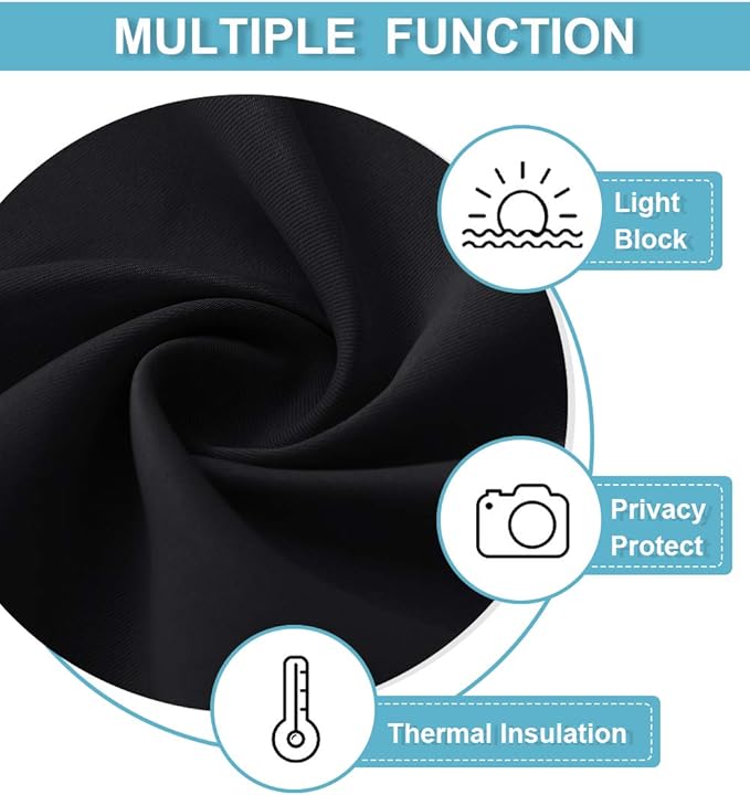 RYB HOME Black Blackout Curtains for Bedroom Living Room- Rod Pocket Energy Efficient Privacy Protect Blackout Window Curtains & Drapes Panels 72 inches Long for Office, 42 Wide x 72 Long, 2 Pieces