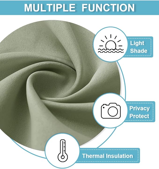 RYB HOME 84 inches Green Curtains for Living Room Lights & Drafts Blocking Window Curtains Room Darkening Drapes for Bedroom, W42 x L84 inch, 2 Panels, Sage Green