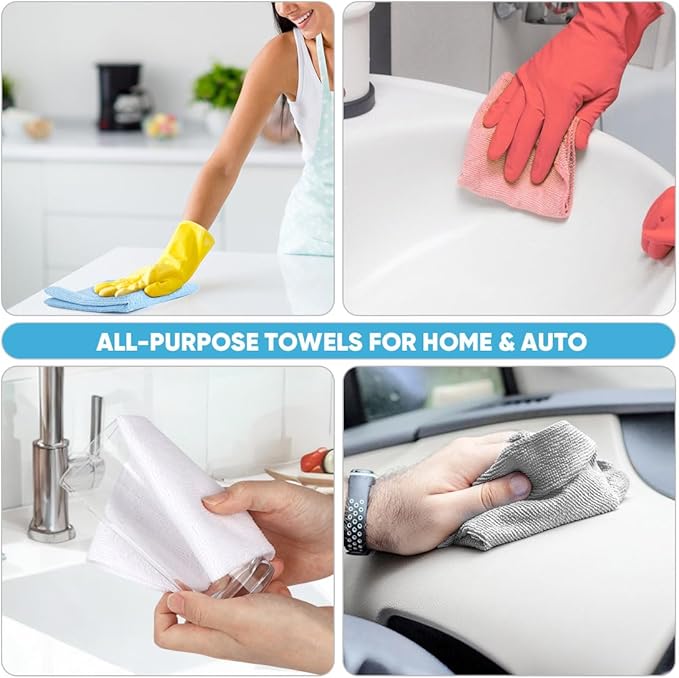 AIDEA Microfiber Cleaning Cloth Roll White, 75PK, Microfiber Towels for Cars, Tear Away Reusable Paper Towels, Commercial Shop Rags, Lint Free Rags for House, Kitchen, Automotive, 11.5"×11.5"
