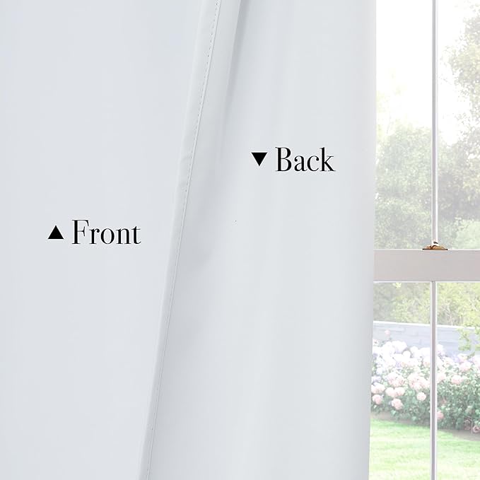 PONY DANCE White 100% Black Out Curtains 63 inch Length, Thermal Insulated Window Treatment Blacout Drapes for Bedroom, Room Darkening Noise Reducing Curtains for Living Room(2 Panels, 34 inches Wide)