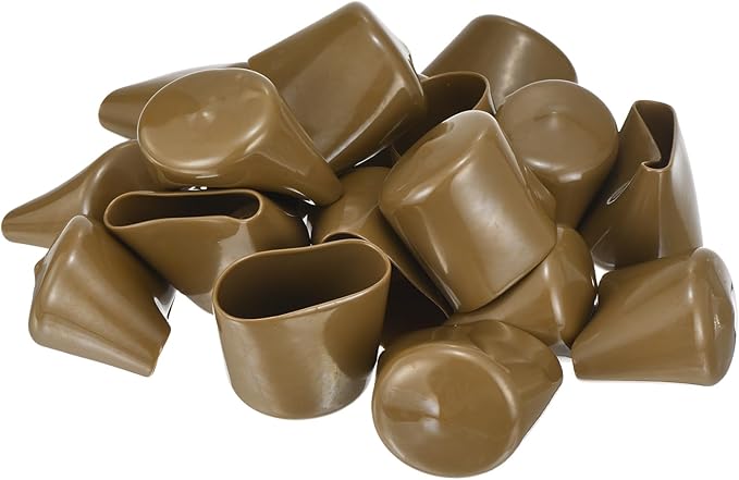 uxcell 20pcs Rubber End Caps 42mm(1 5/8") ID Vinyl PVC Round Tube Bolt Cap Cover Screw Thread Protectors Light Brown