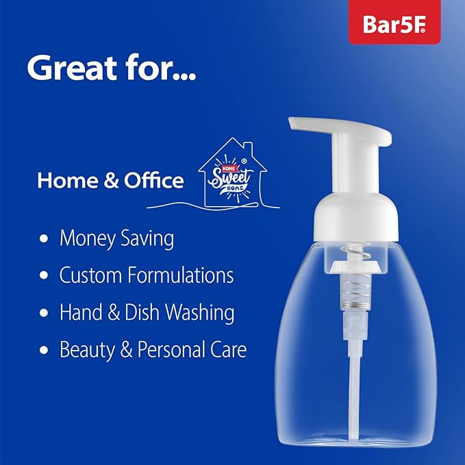 Bar5F Foaming Pump Bottle for Dr. Bronner's Castile Soap and All Generic Concentrated or Regular Soaps, 8.5-Ounce Clear