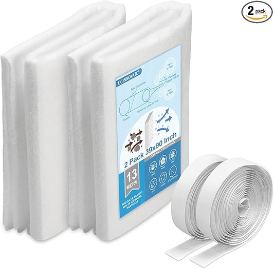 UCINNOVATE 2 Pack Air Vent Filters Kit, 39"x90" AC Vent Filter with 125" Installation Tape, MERV 13 Electrostatic Filter Media Cut to Size for Fan Floor Home Register,49.5Ft²