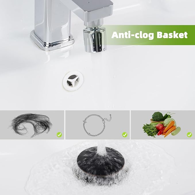 Universal 2PCS Bathroom Sink Stopper 2 in 1 Pop Up Metal Sink Drain Strainer with Hair Catcher, Fit for 1.1~2.36" Sink Basin Hole, Big Cover Cap, Anti-clog, Oil Rubbed Bronze