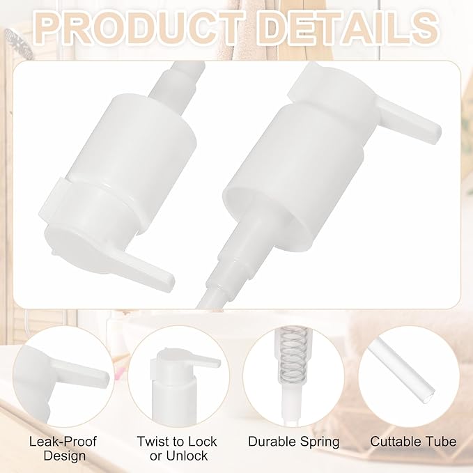uxcell 2 Pcs Soap Dispenser Pump Heads, Hand Soap Dispensers Top Pumps Replacement Clip-on Pumphead for Standard 24/410 Neck Size Bathroom Lotion Shampoo Bottle, White