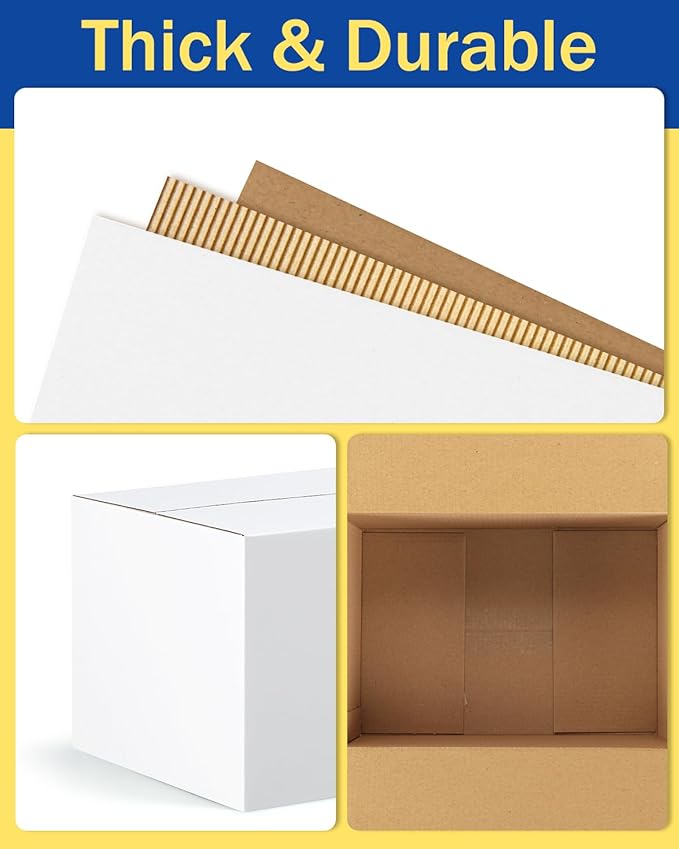 Assorted-Sizes-Shipping-Boxes-40-Pack: 10x7x5 & 11x6x6 Small-Shipping-Boxes-Mailers, White Corrugated-Cardboard-Boxes-for-Packing-Small-Business Mailing
