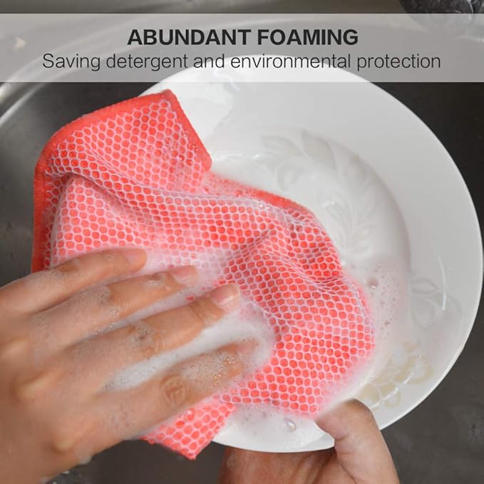 SINLAND 5 Color Assorted Microfiber Dish Cloth Best Kitchen Cloths Cleaning Cloths with Poly Scour Side 12Inchx12Inch 20 Pack (Pinkx4+bluex4+whitex4+yellowx4+greenx4)