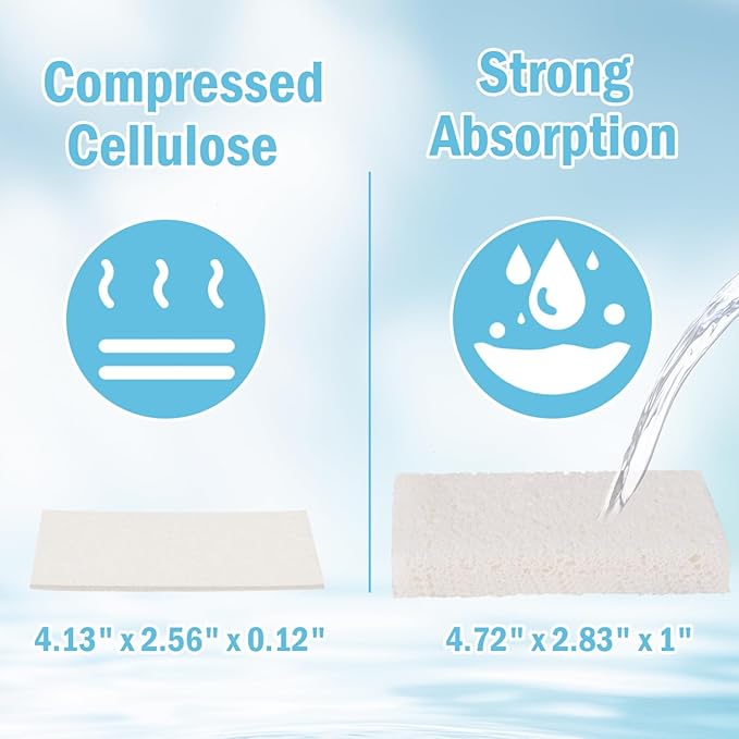 YoleShy 48 Pack White Sponges Kitchen Natural Compressed Cellulose Sponges for Dishes Bulk Non Scratch for Household Cookware Bathroom Cars Soft Super Absorbent Reusable
