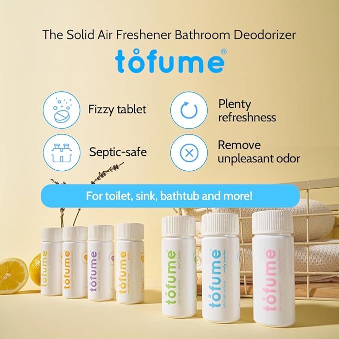 Effervescent Bathroom Air Freshener - Fresh Minty Lemon - Toilet Deodorizer, Bathroom Odor Eliminator, Toilet Freshener, Flushable Air Freshener Toilet Tablets, 1 Pack (30 Tablets)