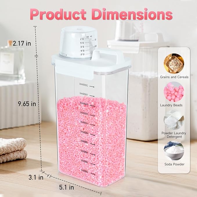 Tokokimo Laundry Powder Dispenser, Laundry Detergent Dispenser for Laundry Room Organization and Storage, Laundry Beads Container, Suitable for Scent Beads, Washing Powder