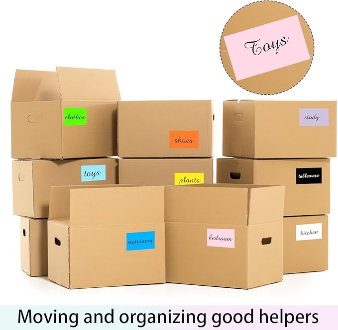STARLIBOO Colored Labels Stickers 3 x 2 Inch, Rectangle Moving Labels Stickers, 250Pcs Garage Sale Price Stickers, Adhesive Moving Labels for Boxes(Lavender Purple)