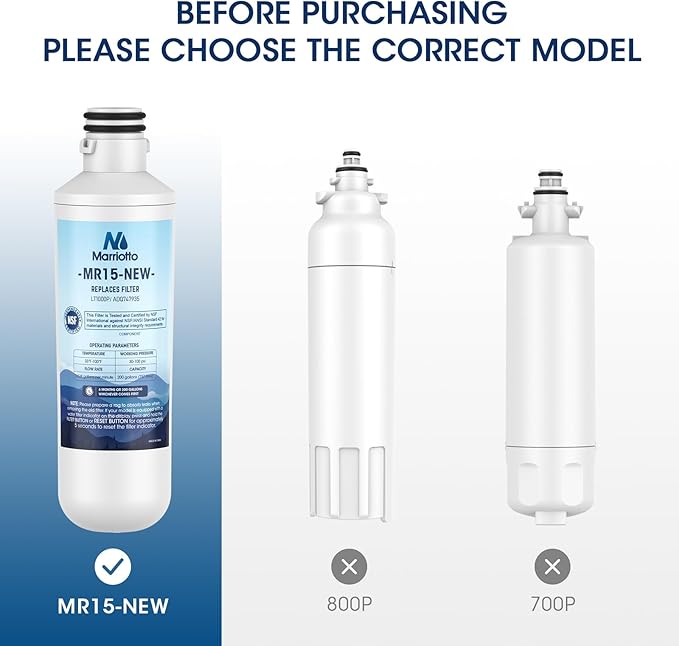 MARRIOTTO Water Filter LT1000PC Replacement for Refrigerator, Compatible with LT1000PC/PCS, LT1000PC, LT-1000PC, MDJ64844601, ADQ747935 ADQ74793504 Water Filter (2 Pack)