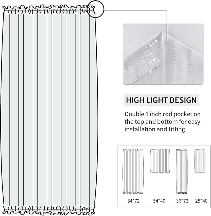 DWCN French Door Curtains – Rod Pocket Thermal Curtain for Doors with Glass Window, Kitchen and Patio Doors for Privacy, 36 X 80 Inches Long, 1 Curtain Panel with Tieback, Greyish White