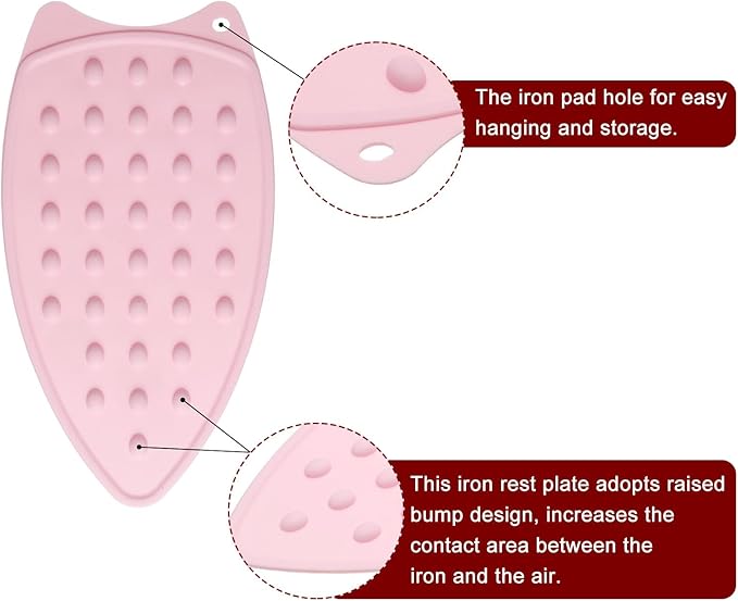 HARFINGTON 2pcs Silicone Iron Rest Pad, Multipurpose Iron Hot Resistant Mat Iron Rest Plate for Ironing Board Hot Heat Resistant Steam Compact Mat, Pale Pink