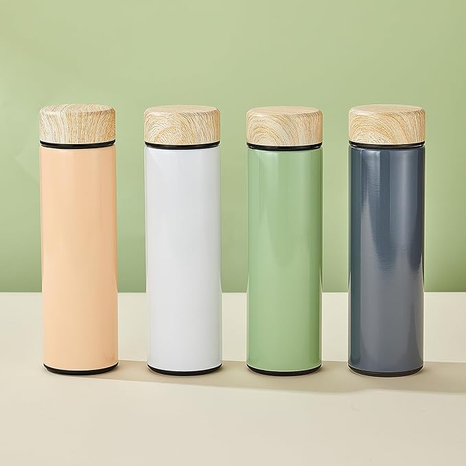 15oz Water Bottle Stainless Steel Thermos Flask - Insulated Vacuum, Leak Proof, Keeps Drinks Hot/Cold - Ideal for Coffee, Tea, Water - Green